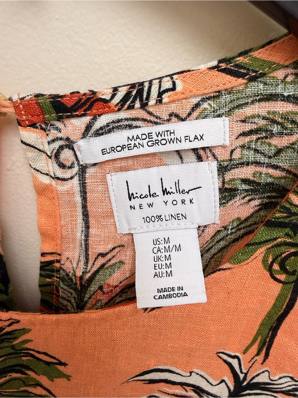 Nicole Miller NY 100% Linen Tropical Palm Tree Sunset Shift Dress - New - Picture 5 of 10